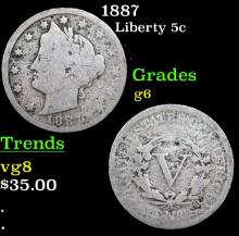 1887 Liberty Nickel 5c Grades g+