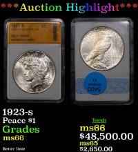 ***Auction Highlight*** 1923-s Peace Dollar $1 Graded ms66 BY SGS (fc)