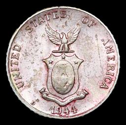 1944-d Philippines 10 Centavos 10c KM-181 Grades xf+