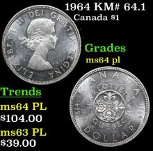 1964 Canada Dollar KM# 64.1 1 Grades Choice Unc PL