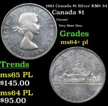 1961 Canada $1 Silver Canada Dollar KM# 54 1 Grades Choice Unc+ PL