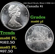 1965 Small Beads, Blunt 5 Canada Dollar KM# 64.1 1 Grades GEM+ UNC PL