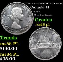 1961 Canada $1 Silver Canada Dollar KM# 54 1 Grades GEM Unc PL