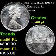 1966 Large Beads Canada Dollar KM# 64.1 1 Grades GEM+ UNC PL