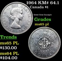 1964 Canada Dollar KM# 64.1 1 Grades GEM Unc PL