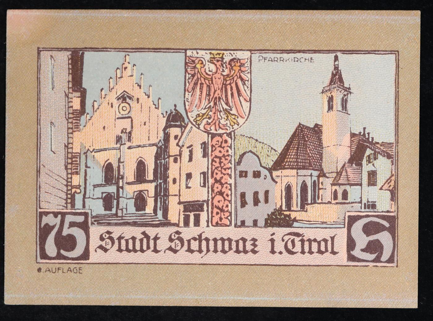 1920 Austria(tirol) 75 Heller Note P# Grades Gem CU