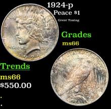1924-p Peace Dollar 1 Grades GEM+ Unc