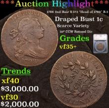 ***Auction Highlight*** 1798 2nd Hair S-173 "Head of 1799" R-3 Draped Bust Large Cent 1c Graded vf35