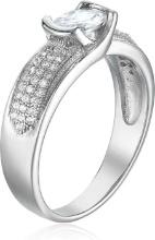 DECADENCE Sterling Silver mm Oval Channel Set Cubic Zirconia Ring size 9