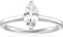 Decadence Sterling Silver Rhodium 5x10mm Marquise Cut Solitaire  Ring Size 7