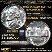 ***Auction Highlight*** 1943-d Jefferson Nickel Near TOP POP! 5c Graded ms68 5fs BY SEGS (fc)