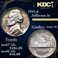 1941-d Jefferson Nickel 5c Grades GEM++ 5fs