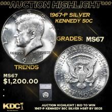 ***Auction Highlight*** 1967-p Kennedy Half Dollar Silver 50c Graded ms67 BY SEGS (fc)