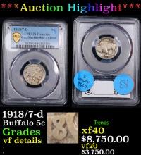 ***Auction Highlight*** PCGS 1918/7-d Buffalo Nickel 5c Graded vf details BY PCGS (fc)