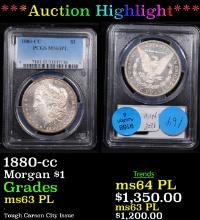 ***Auction Highlight*** PCGS 1880-cc Morgan Dollar 1 Graded ms63 PL BY PCGS (fc)