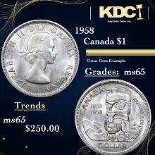 1958 Canada Silver Dollar 1 Grades GEM Unc