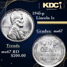 1943-p Lincoln Cent 1c Grades GEM++ Unc RD
