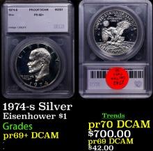 Proof 1974-s Silver Eisenhower Dollar 1 Graded pr69+ By SEGS