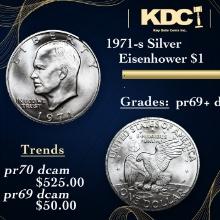 Proof 1971-s Silver Eisenhower Dollar $1 Grades GEM++ Proof Deep Cameo BY SEGS