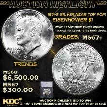 ***Auction Highlight*** 1971-s Silver Eisenhower Dollar Near TOP POP! 1 Graded ms67+ BY SEGS (fc)