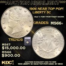 ***Auction Highlight*** 1906 Liberty Nickel Near TOP POP! 5c Graded ms66+ BY SEGS (fc)