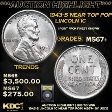 ***Auction Highlight*** 1943-s Lincoln Cent Near TOP POP! 1c Graded Gem++ Unc BY USCG (fc)