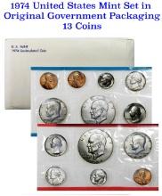 1974 U.S. Mint Set Original Government Packaging 13 coins!