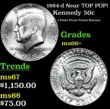 1984-d Kennedy Half Dollar Near TOP POP! 50c Graded ms66+ BY SEGS