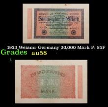 1923 Weiamr Germany 20,000 Mark P: 85F Grades Choice AU/BU Slider