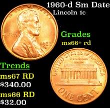 1960-d Sm Date Lincoln Cent 1c Grades GEM++ RD