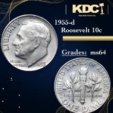 1955-d Roosevelt Dime 10c Grades Choice Unc
