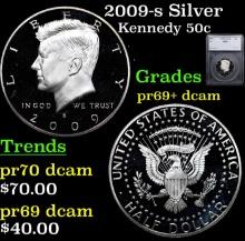 Proof 2009-s Silver Kennedy Half Dollar 50c Graded pr69+ dcam BY SEGS