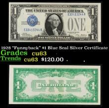 1928 "Funnyback" $1 Blue Seal Silver Certificate Grades Select CU