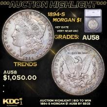 ***Auction Highlight*** 1894-s Morgan Dollar $1 Graded au58 By SEGS (fc)