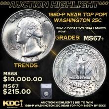 ***Auction Highlight*** 1980-p Washington Quarter Near Top Pop! 25c Graded ms67+ BY SEGS (fc)