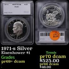 Proof 1971-s Silver Eisenhower Dollar 1 Graded pr69+ DCAM By SEGS