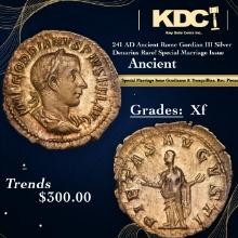 241 AD Ancient Rome Gordian III Silver Denarius Rare! Special Marriage Issue Ancient Grades Xf