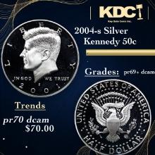 Proof 2004-s Silver Kennedy Half Dollar 50c Graded pr69+ dcam BY SEGS