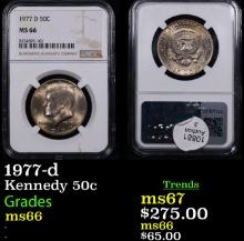 NGC 1977-d Kennedy Half Dollar 50c Graded ms66 By NGC