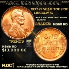 ***Auction Highlight*** 1937-d Lincoln Cent Near Top Pop 1c Graded GEM+++ Unc RD By USCG (fc)