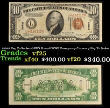 1934A Key To Series $5 FRN Hawaii WWII Emergency Currency Key To Series Grades vf+