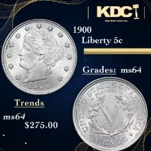 1900 Liberty Nickel 5c Grades Choice Unc
