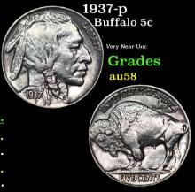 1937-p Buffalo Nickel 5c Grades Choice AU/BU Slider