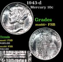 1943-d Mercury Dime 10c Grades GEM++ FSB