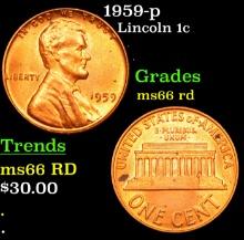 1959-p Lincoln Cent 1c Grades GEM+ Unc RD