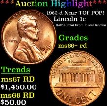 ***Auction Highlight*** 1962-d Lincoln Cent Near TOP POP! 1c Graded GEM++ RD By USCG