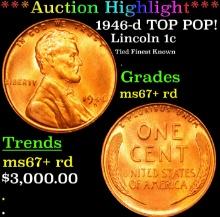 ***Auction Highlight*** 1946-d Lincoln Cent TOP POP! 1c Graded GEM++ RD By USCG (fc)