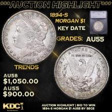 ***Auction Highlight*** 1894-s Morgan Dollar $1 Graded au55 By SEGS (fc)