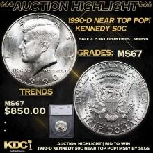 ***Auction Highlight*** 1990-d Kennedy Half Dollar Near Top Pop! 50c Graded ms67 BY SEGS (fc)