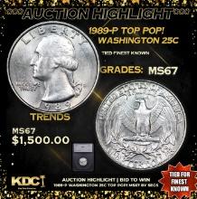 ***Auction Highlight*** 1989-p Washington Quarter TOP POP! 25c Graded ms67 BY SEGS (fc)